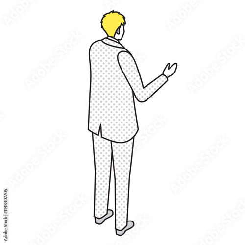 アイソメトリック_スーツ姿で立っている男性のイラスト