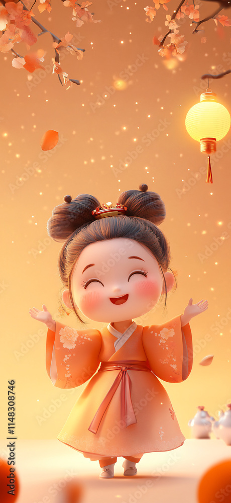 Holiday celebrations isolated on the background of 3D antique girl illustration Holiday celebrations isolated on the background of 3D antique girl illustration