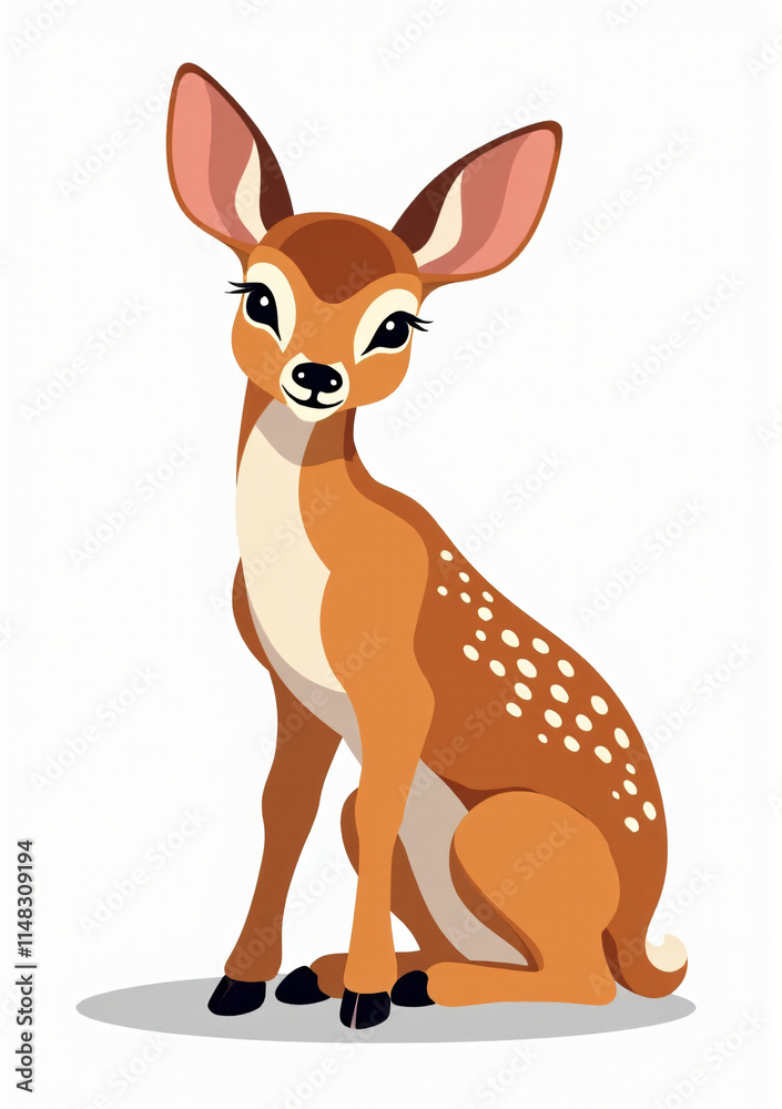 Adorable Baby Deer with Spots, Cartoon Forest Animal on White Background
Adorable Baby Deer with Spots, Cartoon Forest Animal on White Background