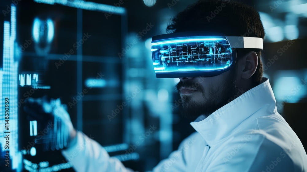 Researcher in a lab coat conducting safety testing procedures on a small device, wearing protective goggles and gloves, with a blurred background of lab equipment. Researcher in a lab coat conducting safety testing procedures on a small device, wearing protective goggles and gloves, with a blurred background of lab equipment.