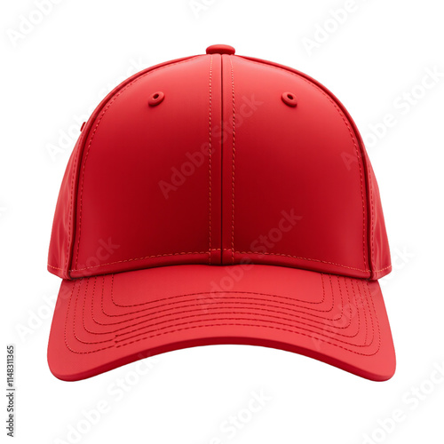 Red baseball cap with button detailing on a black background  photo