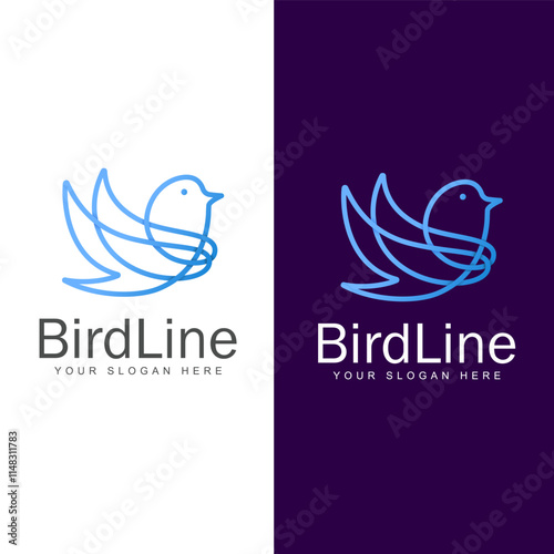 line art sparrow or finch bird logo vector illustration design, minimalist bird icon symbol photo