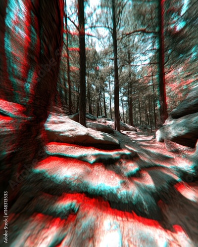 Rediscovering Forest Wonders Through a Captivating Anaglyph Art Perspective photo