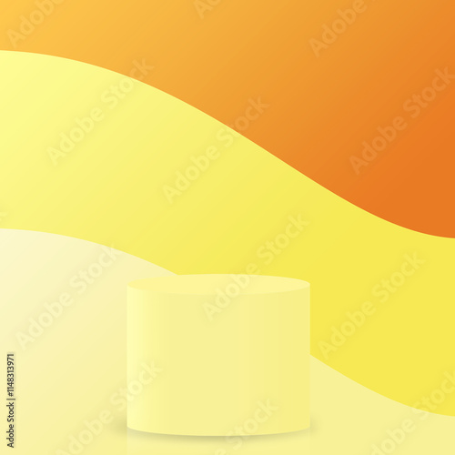 Minimalistic and abstract design featuring cylindrical podium with 3 colors harmonious blend background. Perfect mockup for your product presentation. Interior 3d render. Products presentation scene