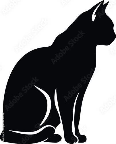Perfectly Proportioned Solid Black Silhouette of a Cat with Sharp, Clean Edges