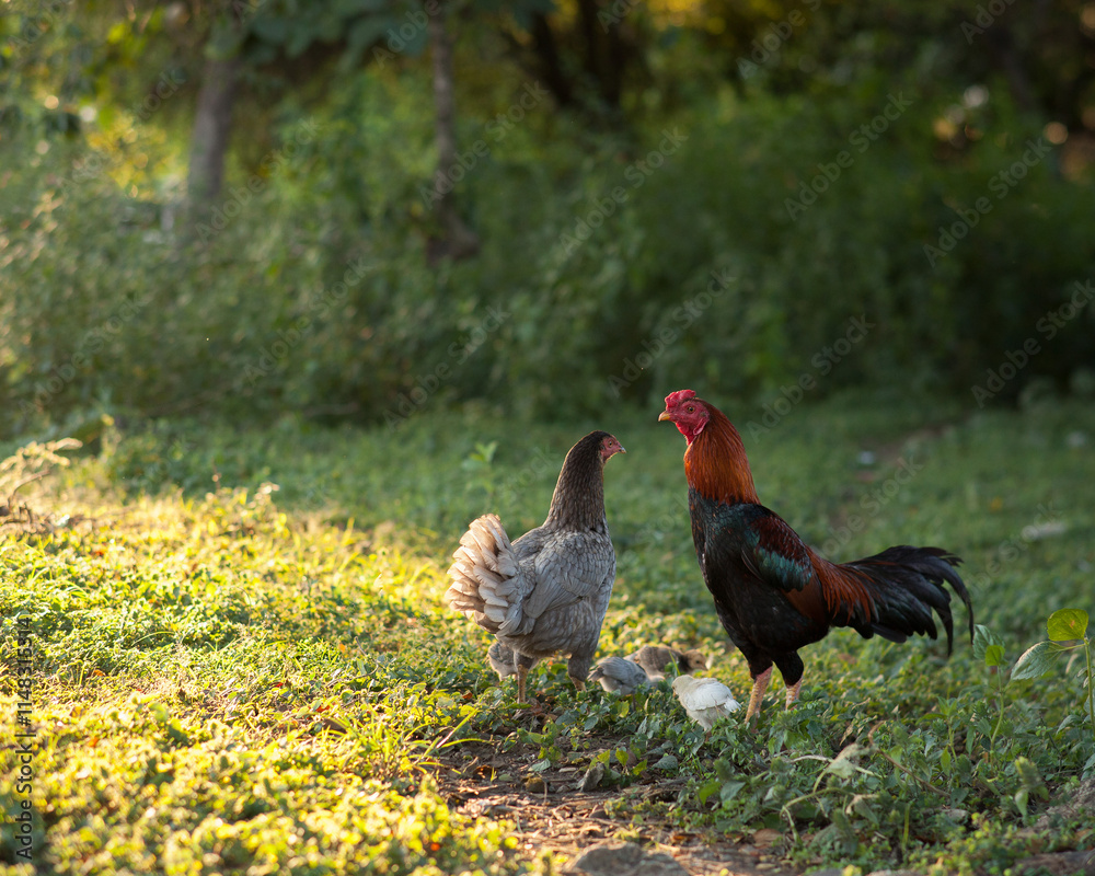 Fototapeta premium range chickens