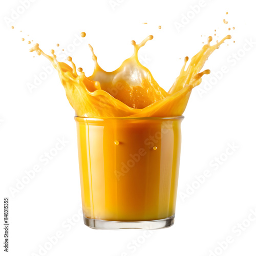 orange juice splash on transparent background