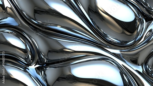 Abstract Chrome Liquid Metal Surface Texture Background