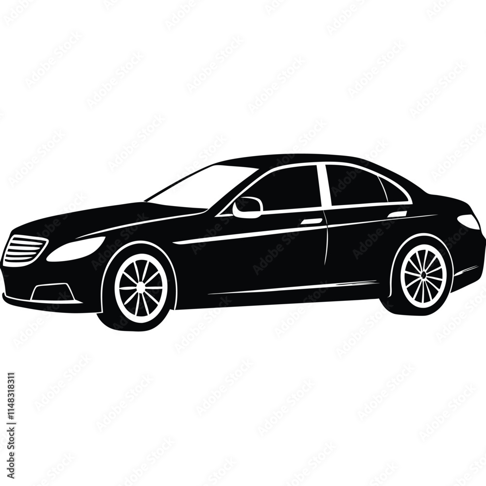 Luxury car side view silhouette on white background Luxury car side view silhouette on white background