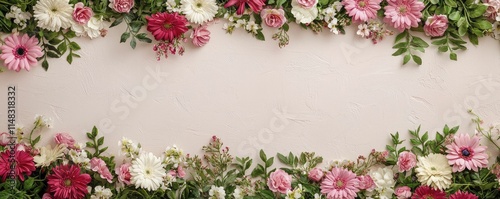 Elegant Pink and White Floral Arrangement Adorning a Wall in Soft Pastel Hues, Perfect for Spring Decor.