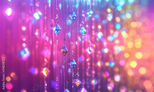 Wallpaper Mural Shiny diamond pattern creates bright presentation backdrop, colorful prism effect on textured wallpaper, holographic light reflections form abstract background Torontodigital.ca