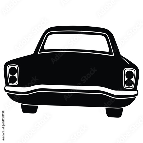 Classic car tail light silhouette on white background
