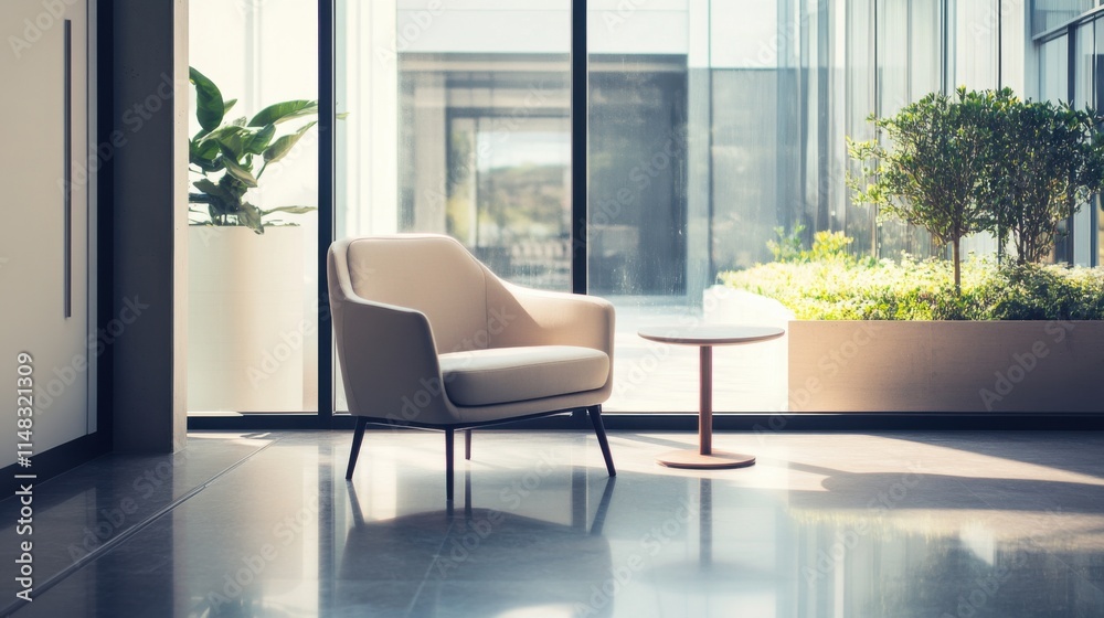 Fototapeta premium Minimalist modern room with sleek, open design. Featuring clean lines and subtle hues