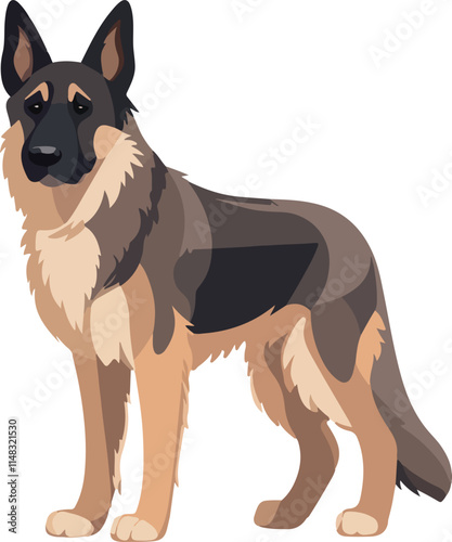 German Shepherd dog character art vector