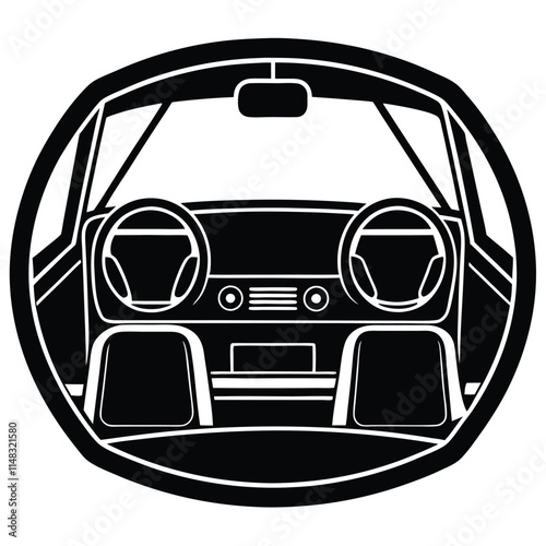Concept car interior silhouette on white background
