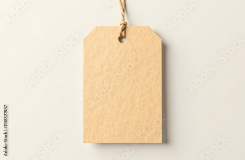 Brown paper tag, isolated on white background photo