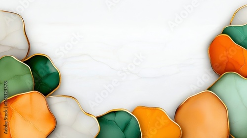 Abstract Gold Accented Organic Shapes on Marble Background