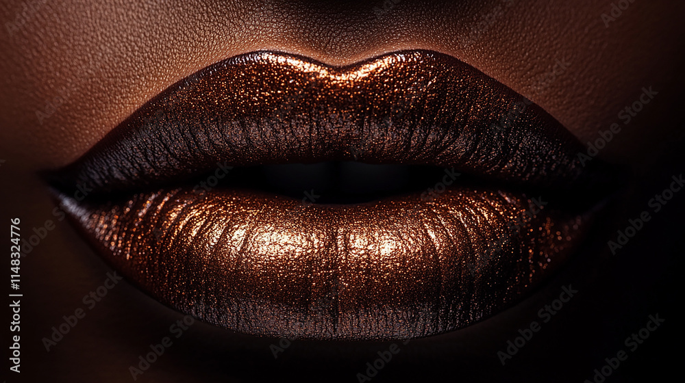 Women's lips with black lipstick. Women's lips with black lipstick.