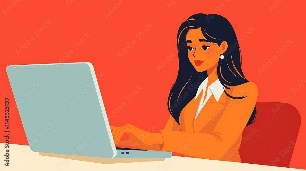 Focused Professional Woman Working on Laptop Focused Professional Woman Working on Laptop