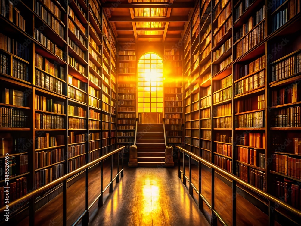 custom made wallpaper toronto digitalSerene Library Silhouette: AI Generated Book Collection,  Silhouette Photography,  Knowledge Glow