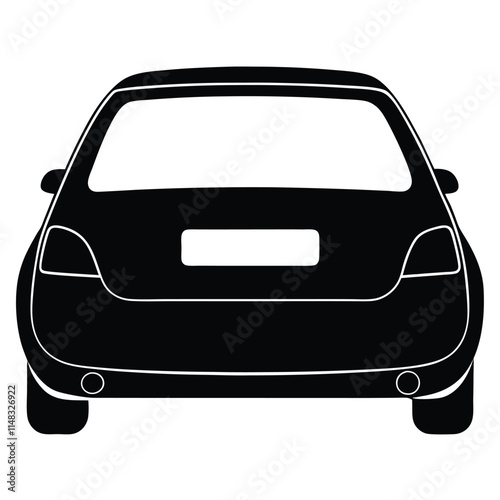 Hatchback back view silhouette on white background