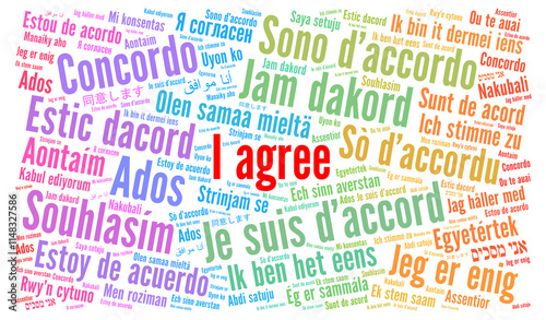 I agree word cloud in different languages photo