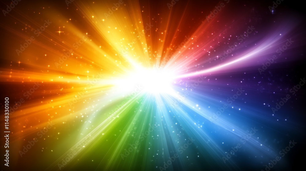Spectrum of Light, Abstract Background with Colorful Beams and Sparkles, Futuristic Concept Spectrum of Light, Abstract Background with Colorful Beams and Sparkles, Futuristic Concept
