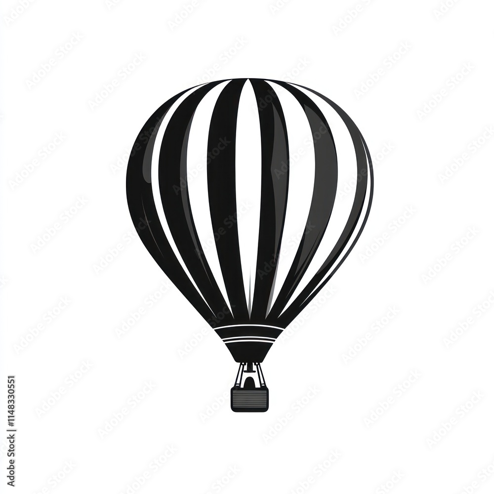 Naklejka premium Black and white striped hot air balloon illustration.