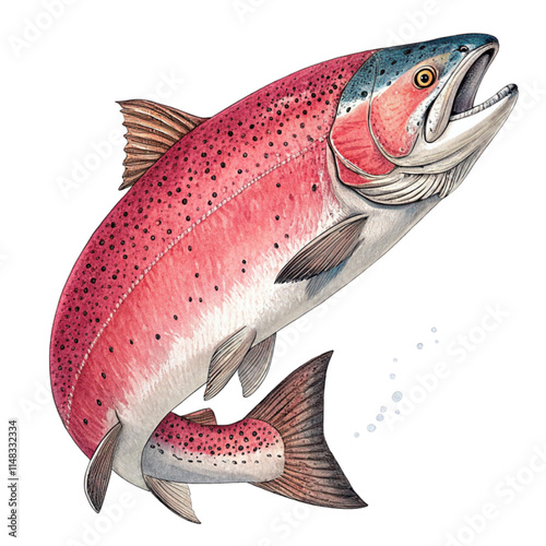 Red salmon Vector Illustration with Naturalistic Details