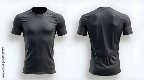 High-Quality Black Sports T-Shirt Displayed from Front and Back View for Athletic Wear Enthusiasts photo