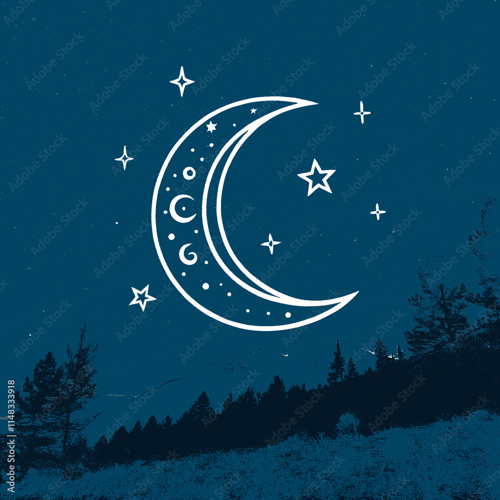 Naklejka premium moon and stars
