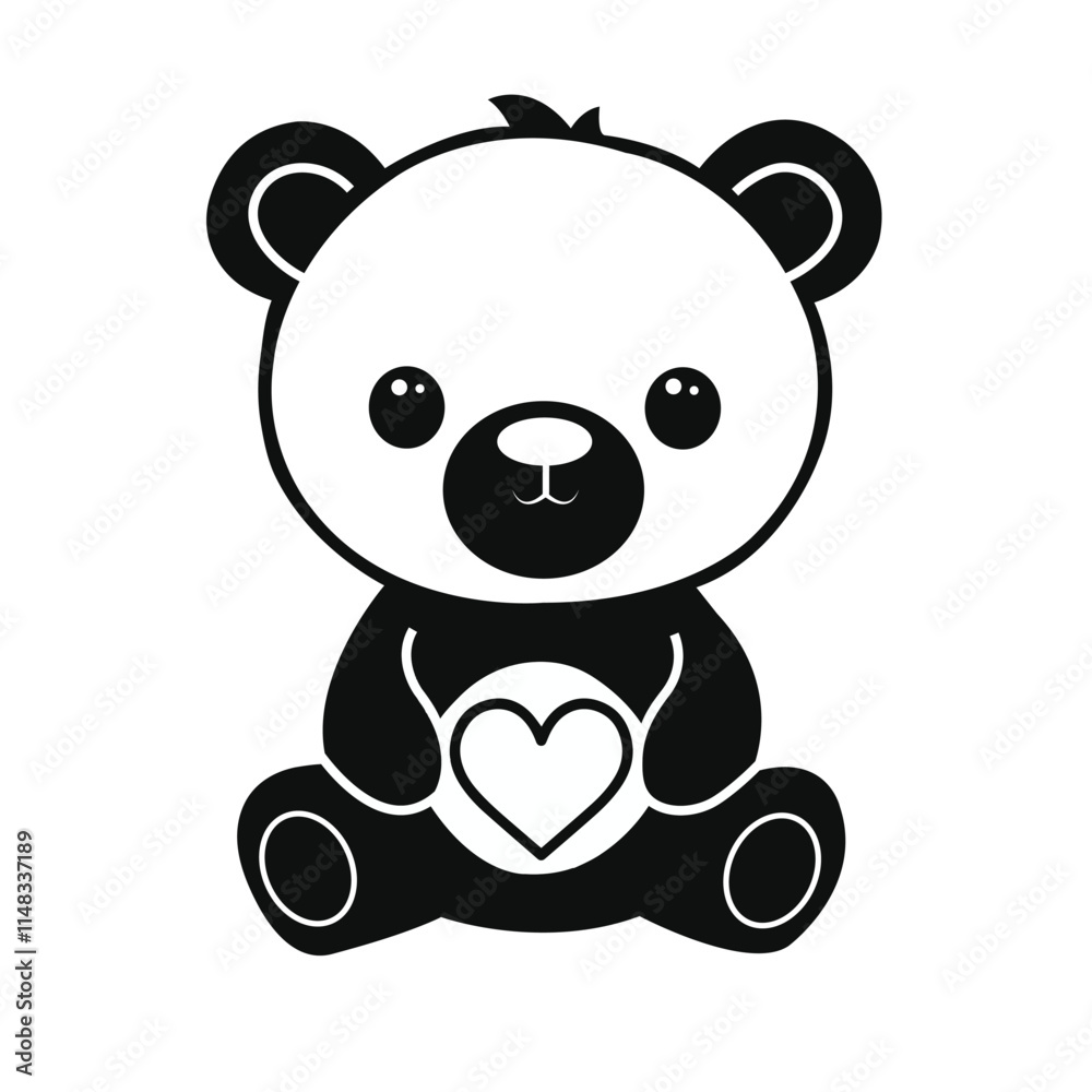 Obraz premium Adorable teddy bear in a clean, contemporary vector design