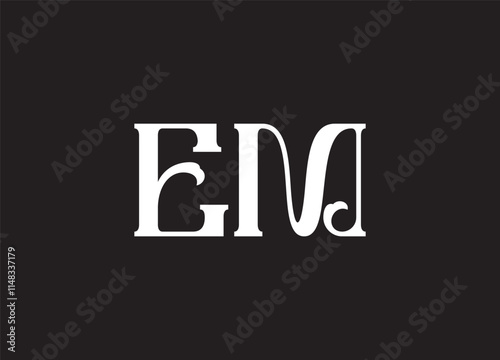 EM latter ligature typography logo design template
