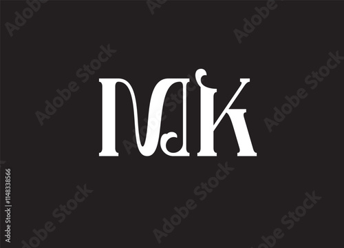 MK latter ligature typography logo design template
