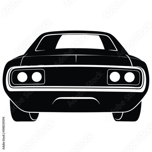 Muscle car tail light silhouette on white background
