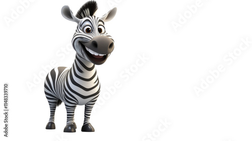 Playful Cartoon Zebra Character with Big Smile and Friendly Pose