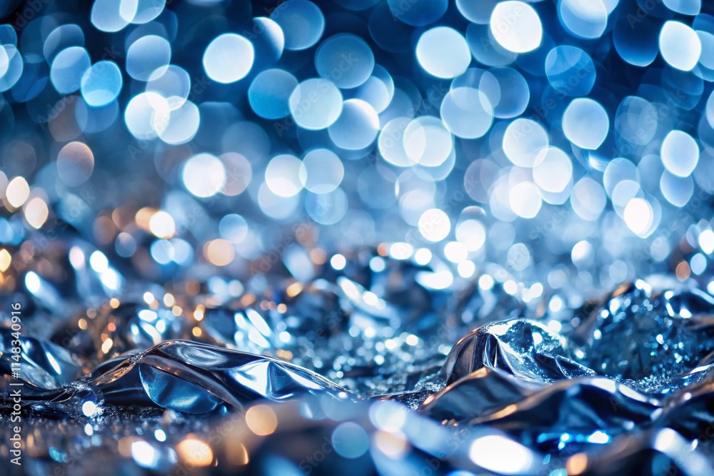 Sleek Silver Metallic Abstract Background, Reflective Texture, Bokeh, Shiny, Modern Design