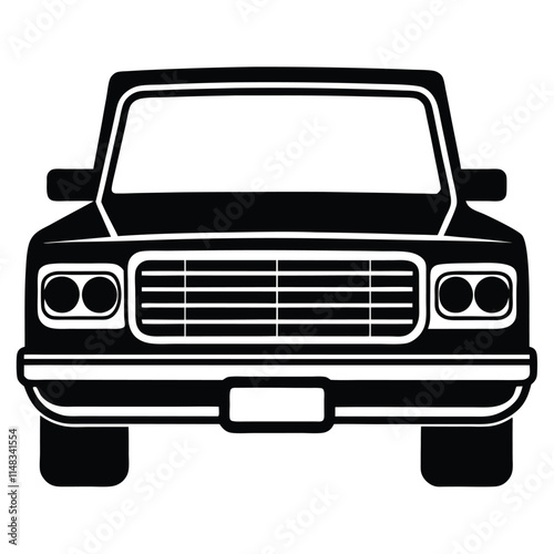 Pickup truck bumper silhouette on white background