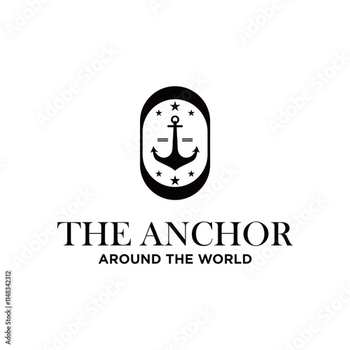 Yacht Anchor Ship Luxury Badge Vector Logo, nautical or marine logo vector illustration template icon design.