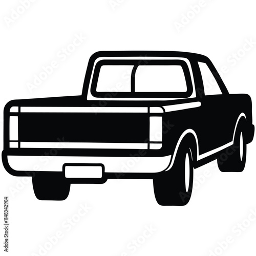 Pickup truck tailgate silhouette on white