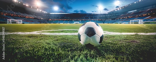 Soccer Ball on Stadium Field