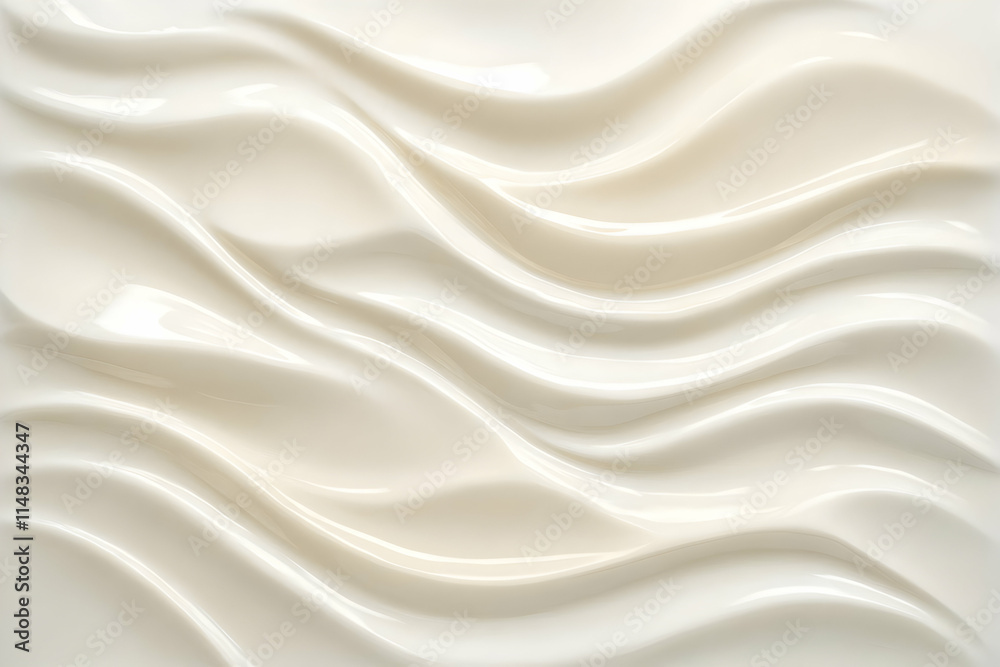 Naklejka premium A smooth, textured wall panel with flowing wave patterns in a light color.