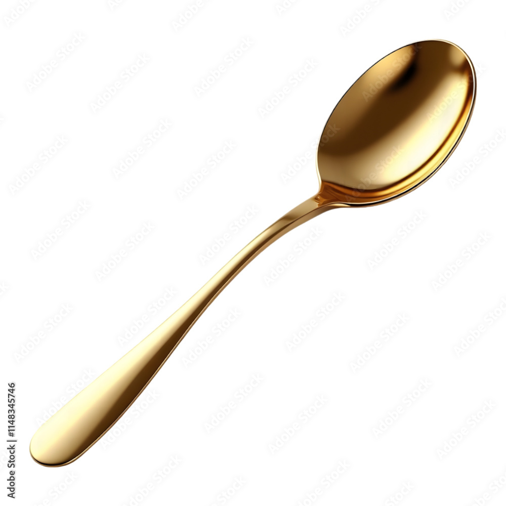 Luxurious golden spoon with polished metallic surface on a transparent background
Luxurious golden spoon with polished metallic surface on a transparent background