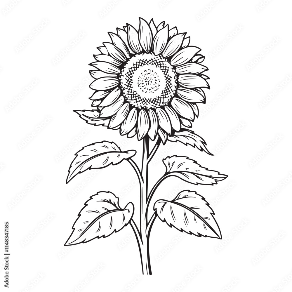 custom made wallpaper toronto digitalA black and white rose vector line art coloring page for kids with leaves