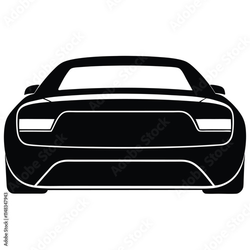Sports car tail light silhouette on white background