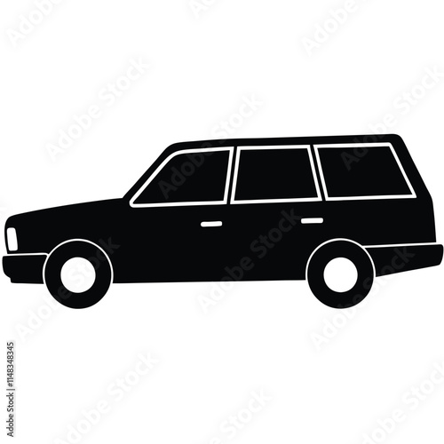 Station wagon bumper silhouette on white background