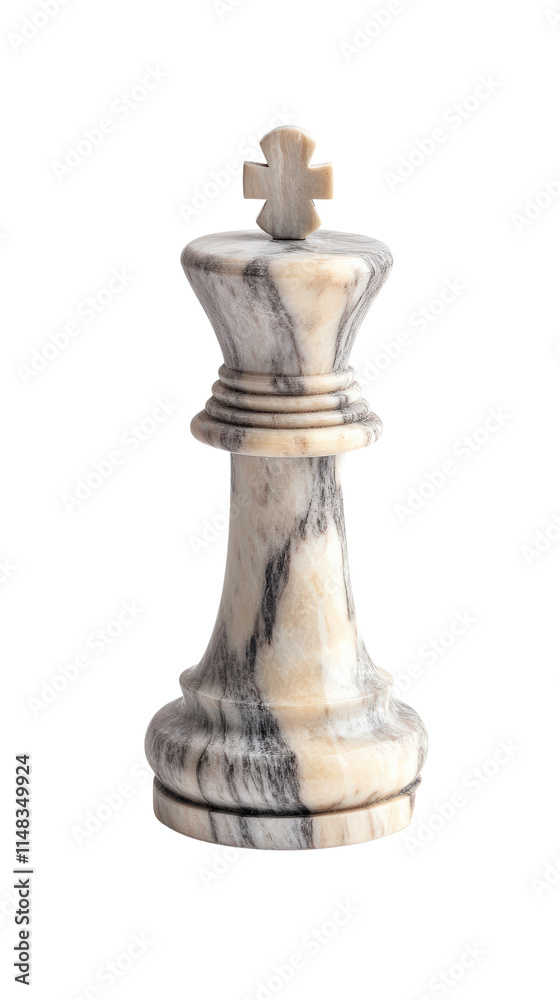 Elegant marble chess king piece standing upright plain background Elegant marble chess king piece standing upright plain background