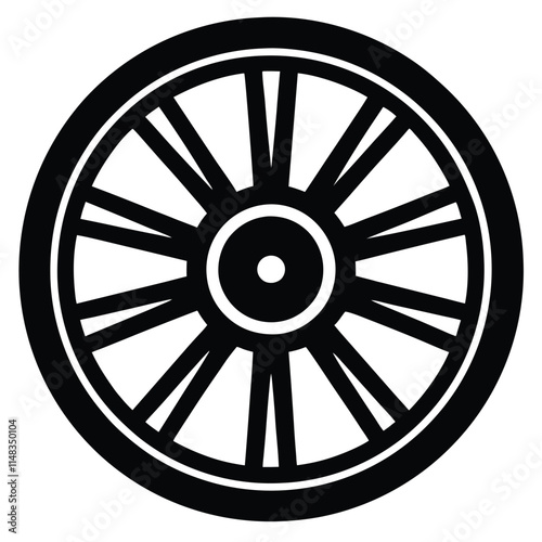 Obraz na plátně Station wagon wheel silhouette on white background
