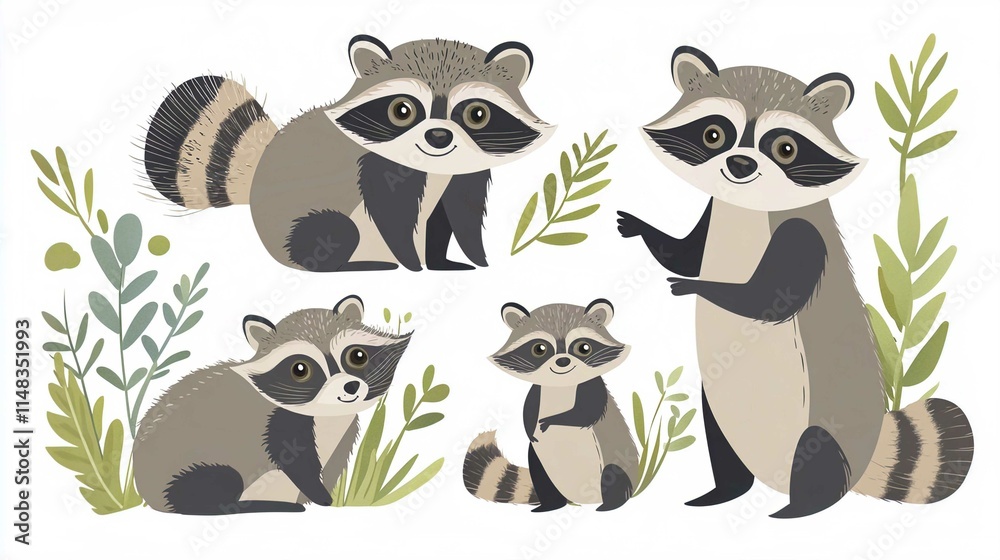 Obraz premium Fun Cartoon Animal Collection Vector Icons Illustration Set