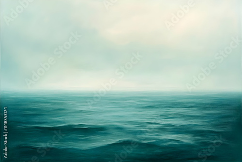 A serene seascape depicting calm waters under a cloudy sky.